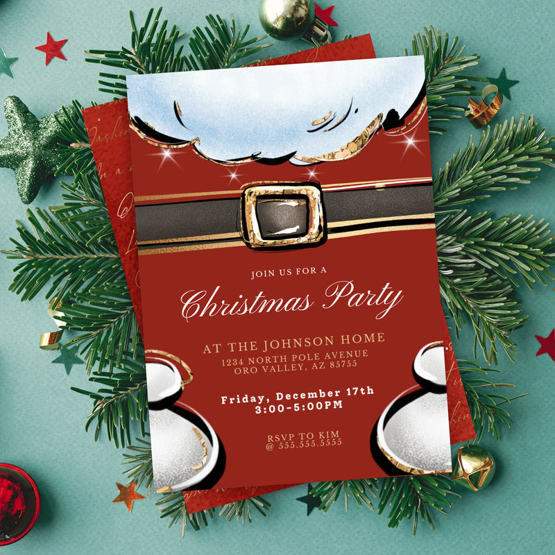 elegant santa invitation with gold accents