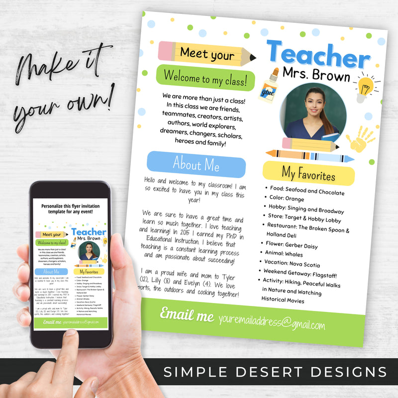 customizable colors meet the teacher newsletter flyer template