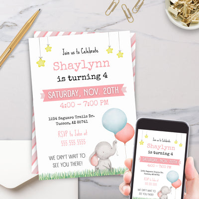 cute elephant birthday party invitations for any age party ideas or baby shower invites