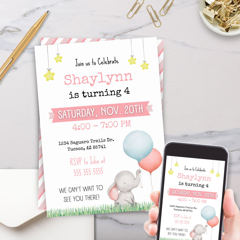 cute elephant birthday party invitations for any age party ideas or baby shower invites