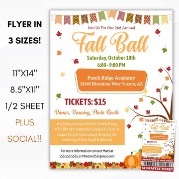 Fall Ball Flyer Ticket Sign Poster Set – Simple Desert Designs