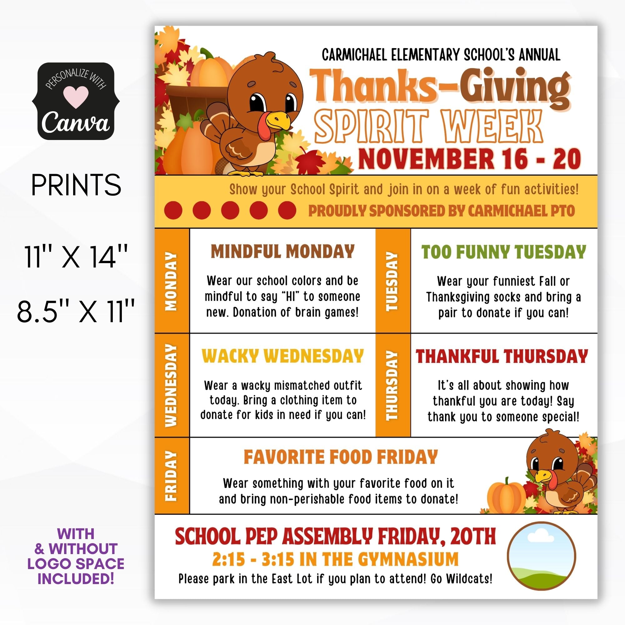 Spirit Week Flyer Thanksgiving – Simple Desert Designs