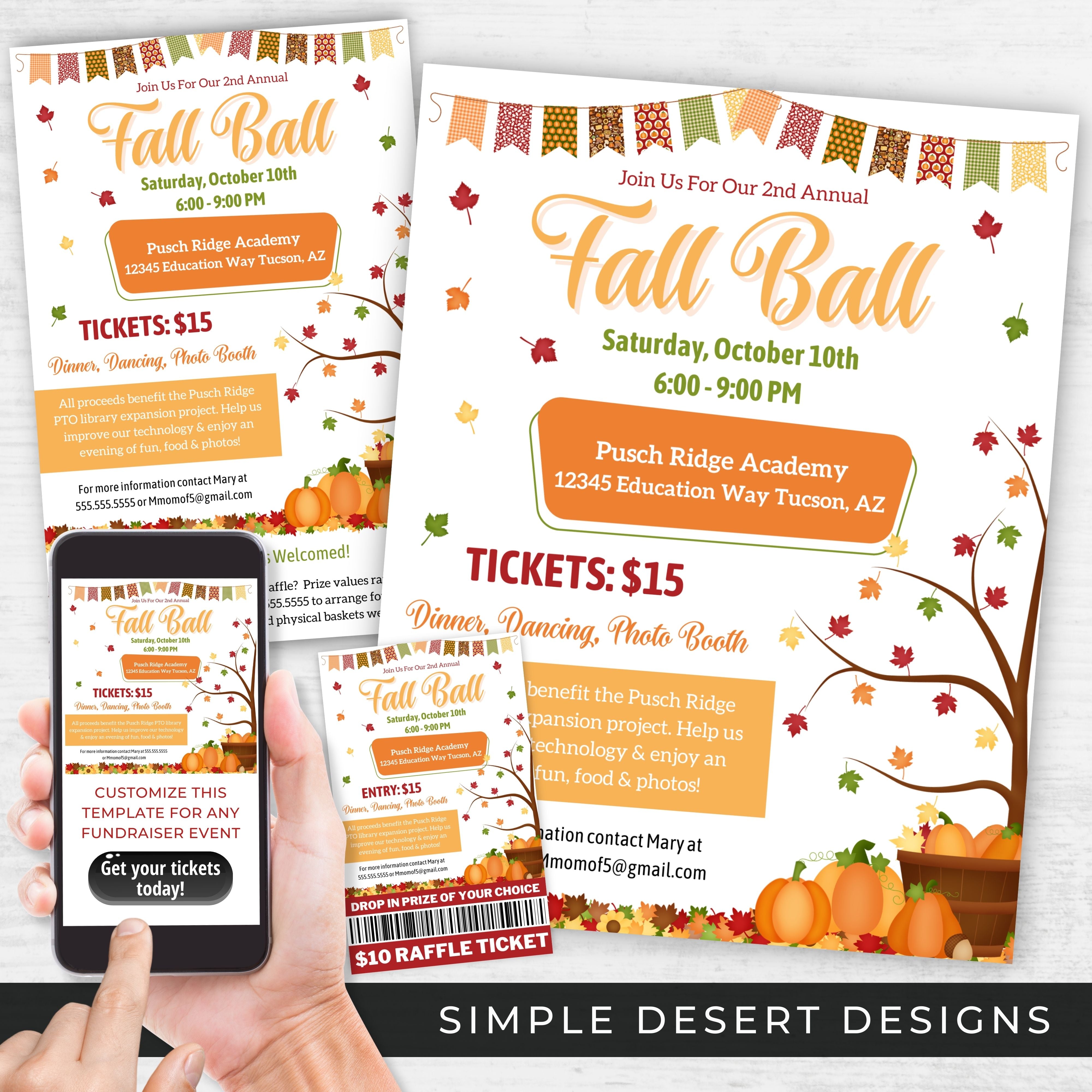 Fall Ball Flyer Ticket Sign Poster Set – Simple Desert Designs