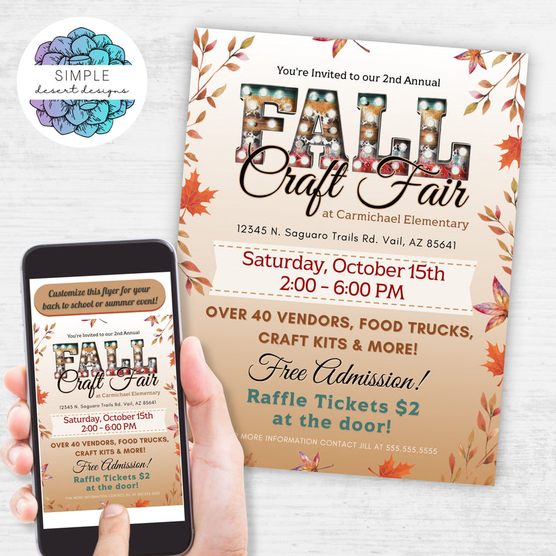 fun fall craft fair flyers for chairty fundraiser event