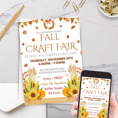 custom fall craft fair party invitations for your harvest theme party event