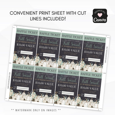 customized fall farmhouse theme raffle ticket sheets