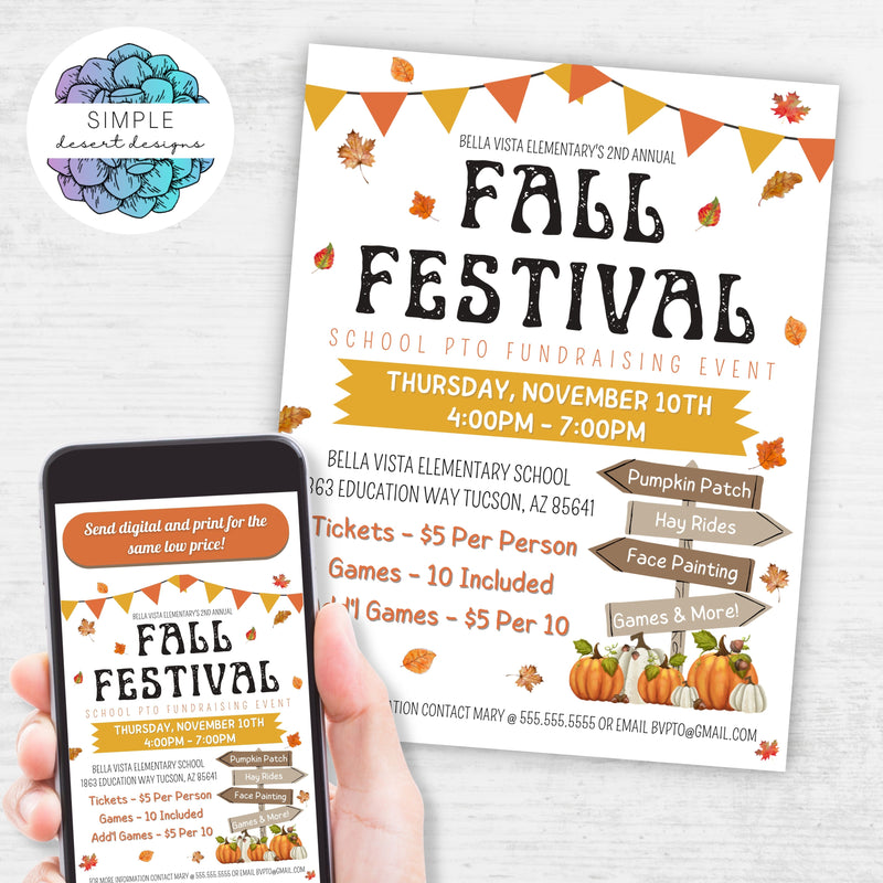 custom fall festival flyer with editable text and graphics for school church harvest pumpkin festival flyers