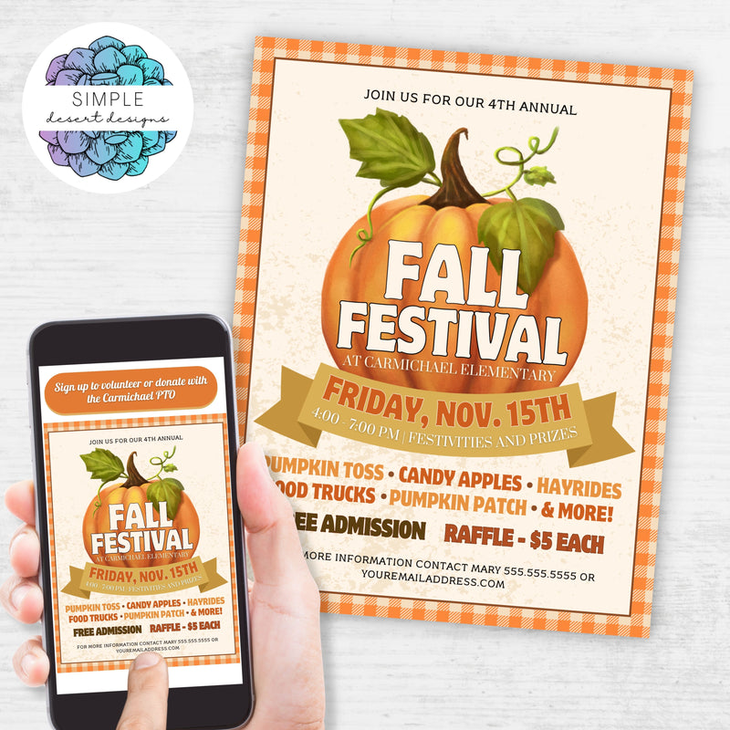 customizable fall festival or craft fair flyers for school or church fundraiser events