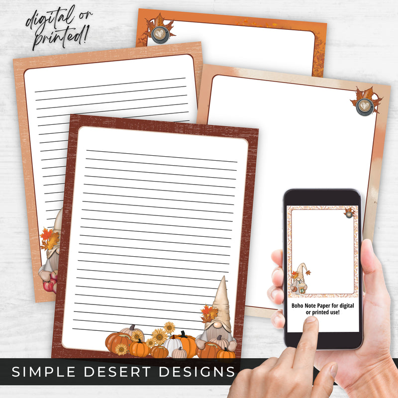 fall theme journaling paper for letter writing and stationery