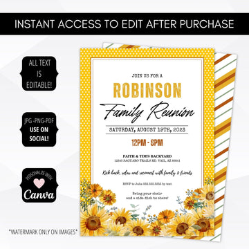 Family Reunion Invitation Yellow – Simple Desert Designs