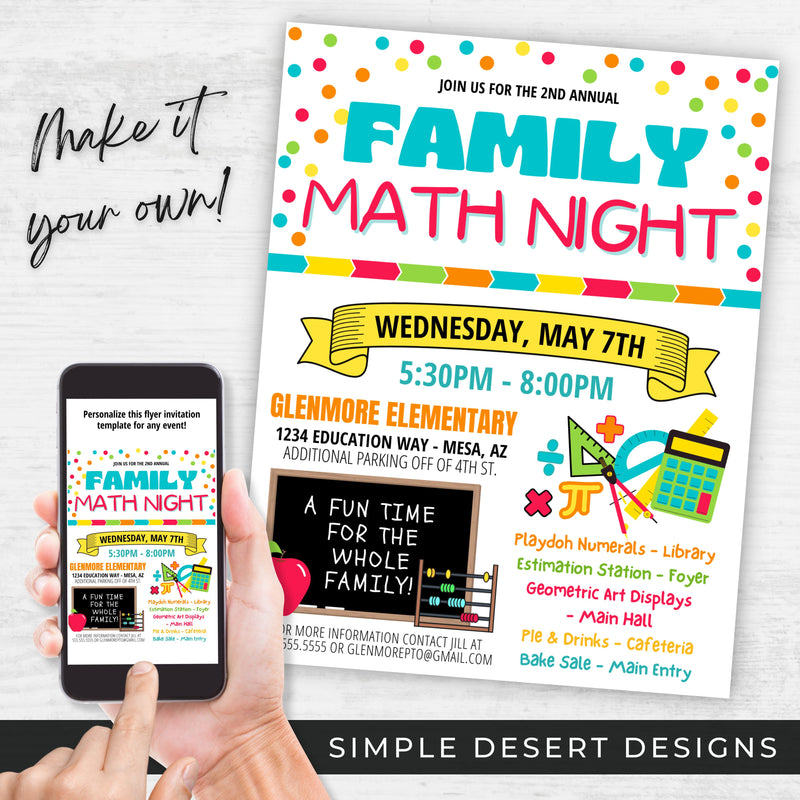 customizable family night flyers for school parent engagement event idea