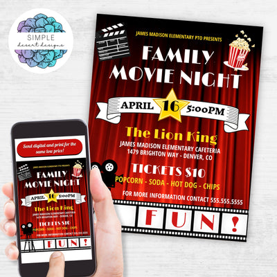 custom movie night flyer for school church community fundraising event