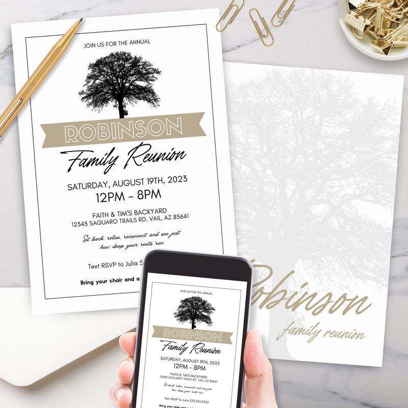 family reunion invitation for elegant and minimalist family gathering