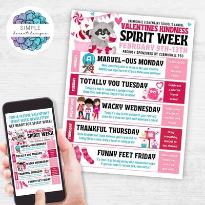 february spirit week flyer for valentines themed spirit week ideas for schools work or church