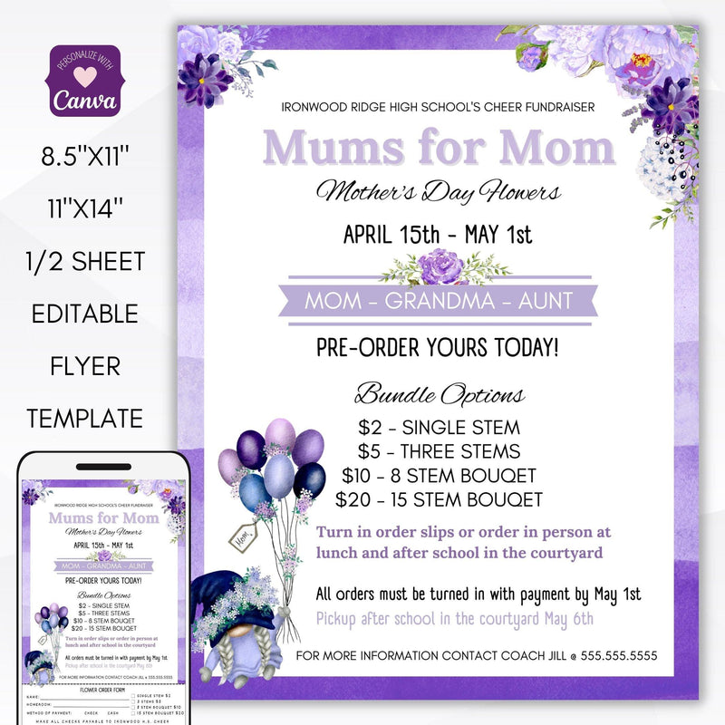 mums for mom mothers day flower sales fundraiser event for school pto pta ptc set gnome