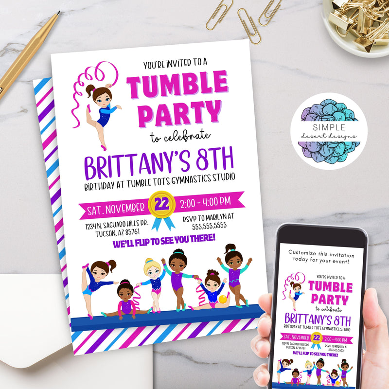 Fun Tumble Birthday Party Invitation