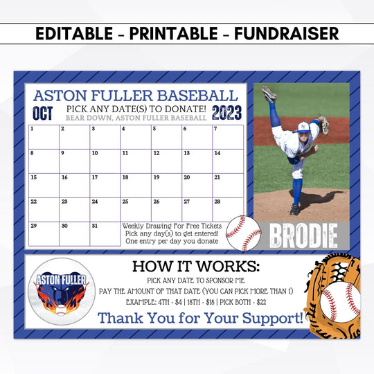 Fundraising Sports Calendar Baseball – Simple Desert Designs