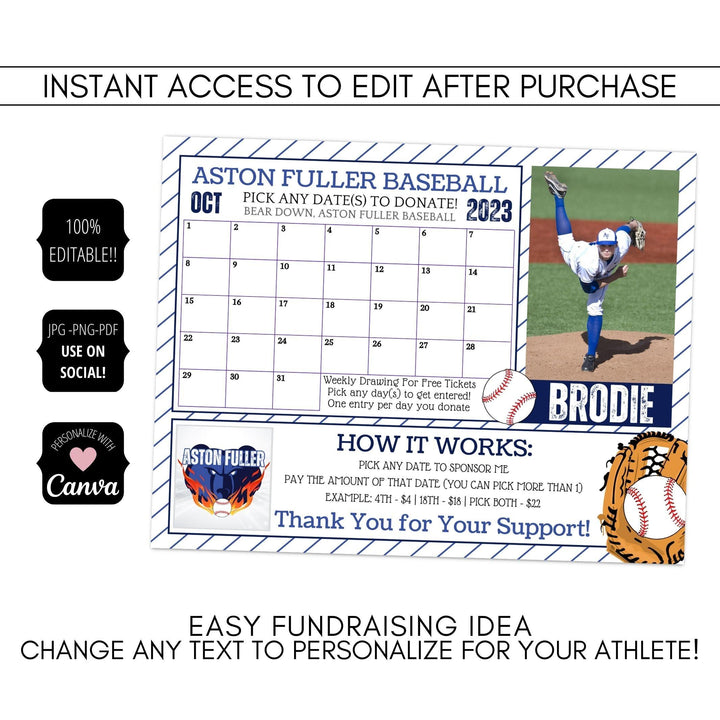 Fundraising Sports Calendar Baseball – Simple Desert Designs