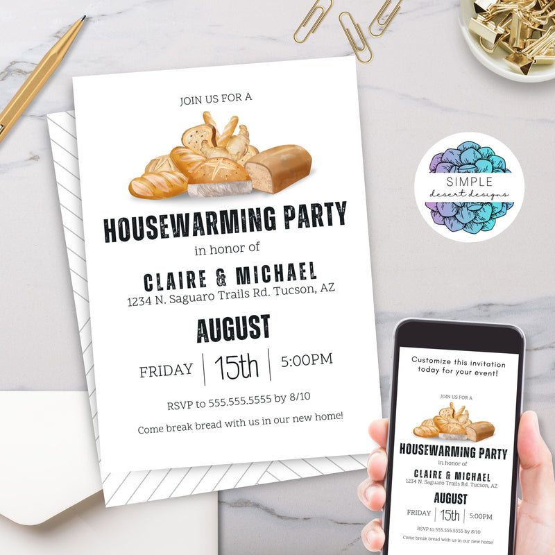 christian funny break bread house warming party invitations