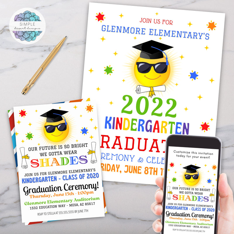 colorful future is bright school classroom graduation ceremony invitations