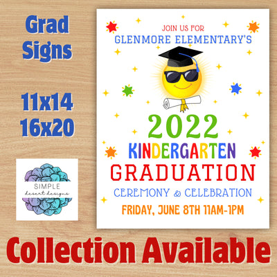 bundle of graduation ceremony signs with future is bright sun with shades theme poster flyers invitaitons