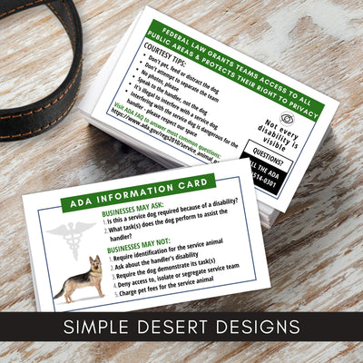 customizable colors german shepherd service dog ada cards for public access