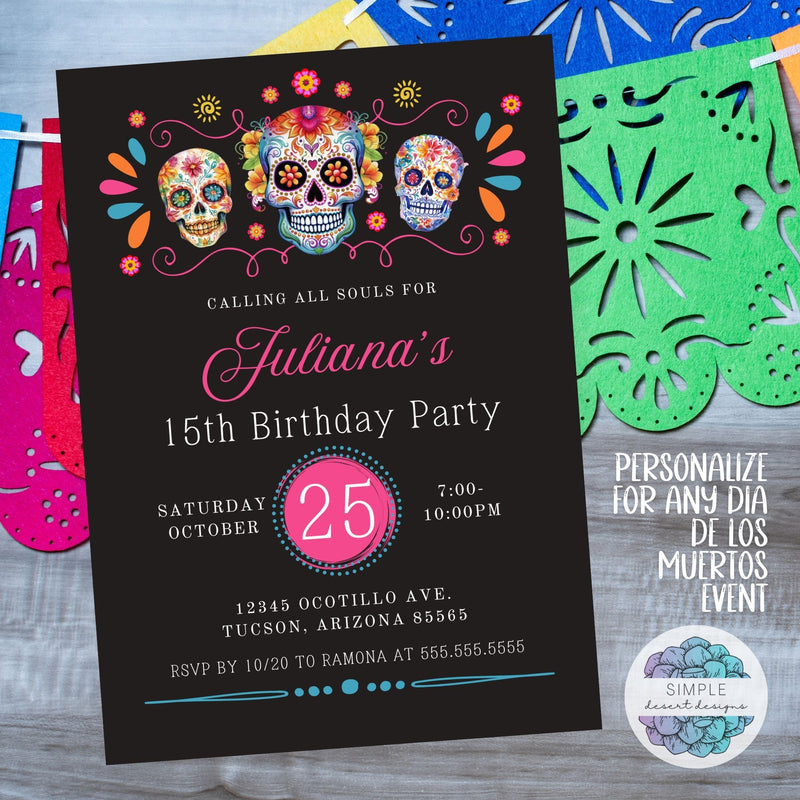 personalized day of the dead party invitations