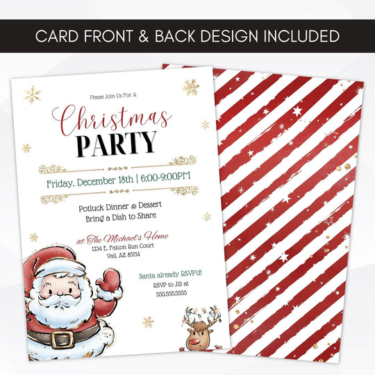 Gold Christmas Dinner Party Invitation – Simple Desert Designs