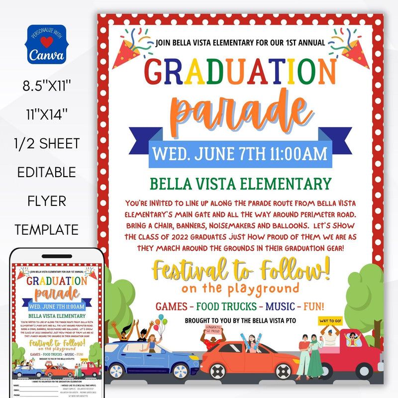 daycare preschool elementary high school drive by graduation parade invitation for social distancing quarantine