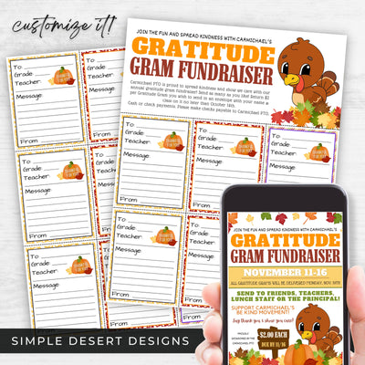 all in one thanksgiving gratitude grams fundraiser bundle for schools church or community morale builder at the office