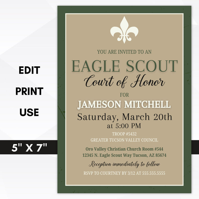 minimal boy scouts eagle scout court of honor invitation design