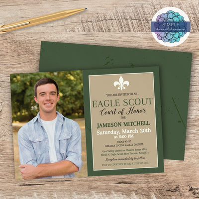 khaki tan and green eagle scout court of honor invitation