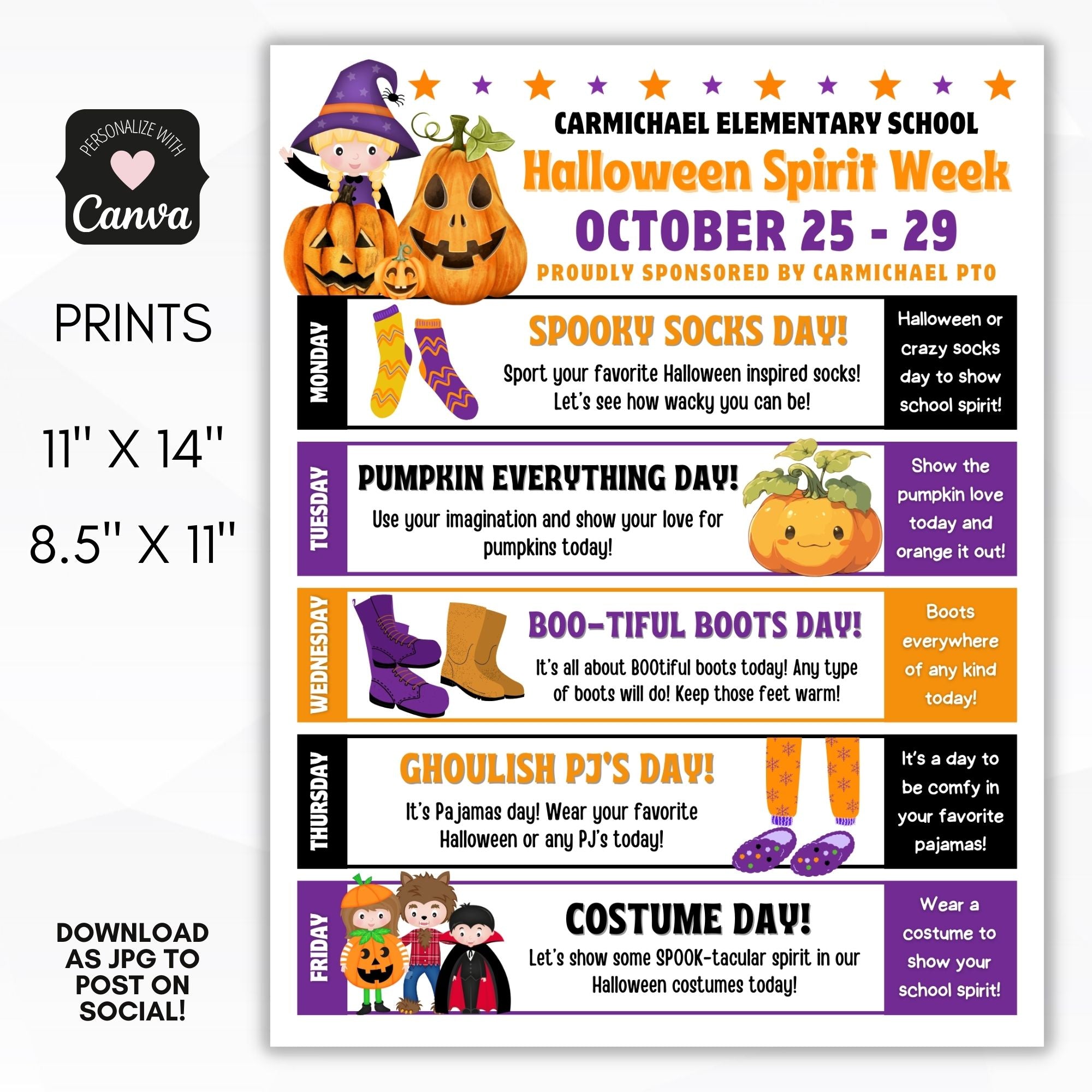 Halloween School Spirit Week Itinerary Simple Desert Designs