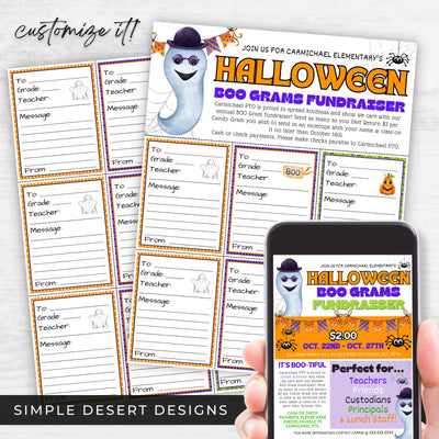 trendy halloween boo grams candy gram fundraiser flyer sheets and sales sheet bundle