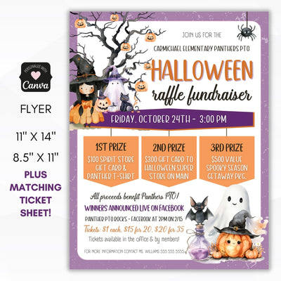 custom halloween raffle fundraiser flyer template