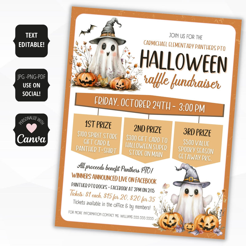 custom halloween raffle flyer template