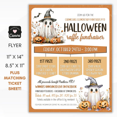 personalized halloween raffle fundraiser flyer