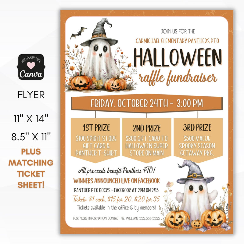 personalized halloween raffle fundraiser flyer