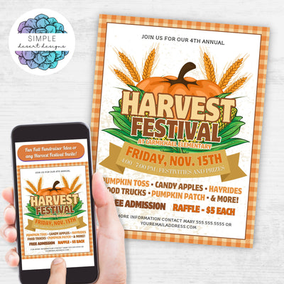 personalized harvest festival pumpkin theme flyers