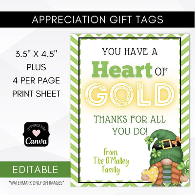 Printable St Patrick's Day Gift Tags, Friends are a Treasure Tag