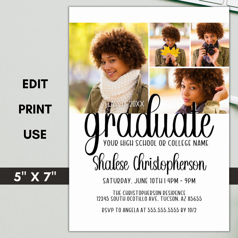 trendy graduate high school or college grad party announcement invitations