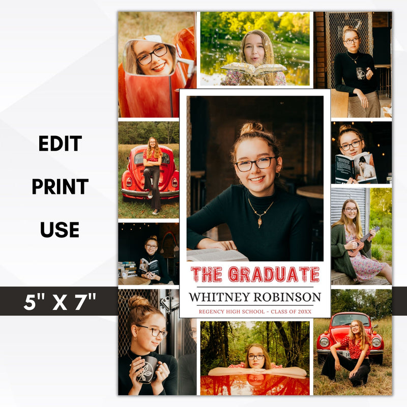 diy add your senior portraits graduation party invitation