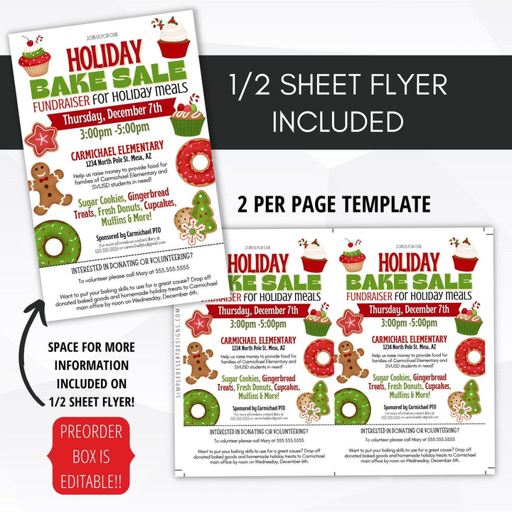 Holiday Bake Sale Flyer Set – Simple Desert Designs