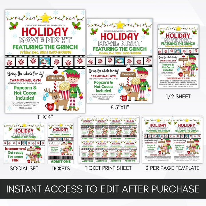 Holiday Movie Night Flyer Ticket Bundle – Simple Desert Designs