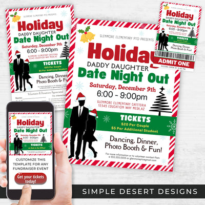 christmas theme daddy daughter date night fundraiser flyers for school fundraising event