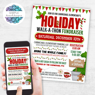 holiday walkathon 5k 10k fun run fundraiser flyers