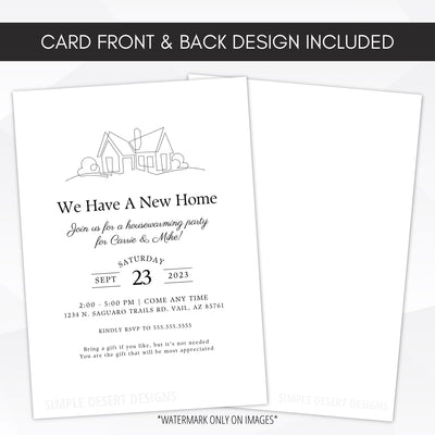 black and white housewarming party invitation