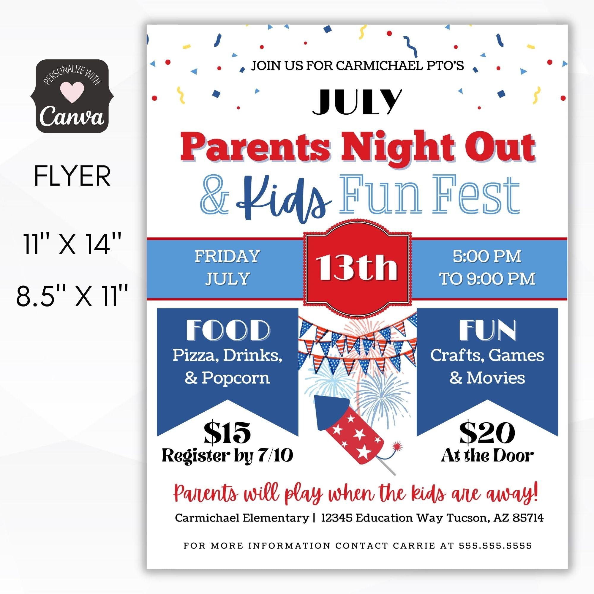 July Parents Night Out Flyer Set – Simple Desert Designs