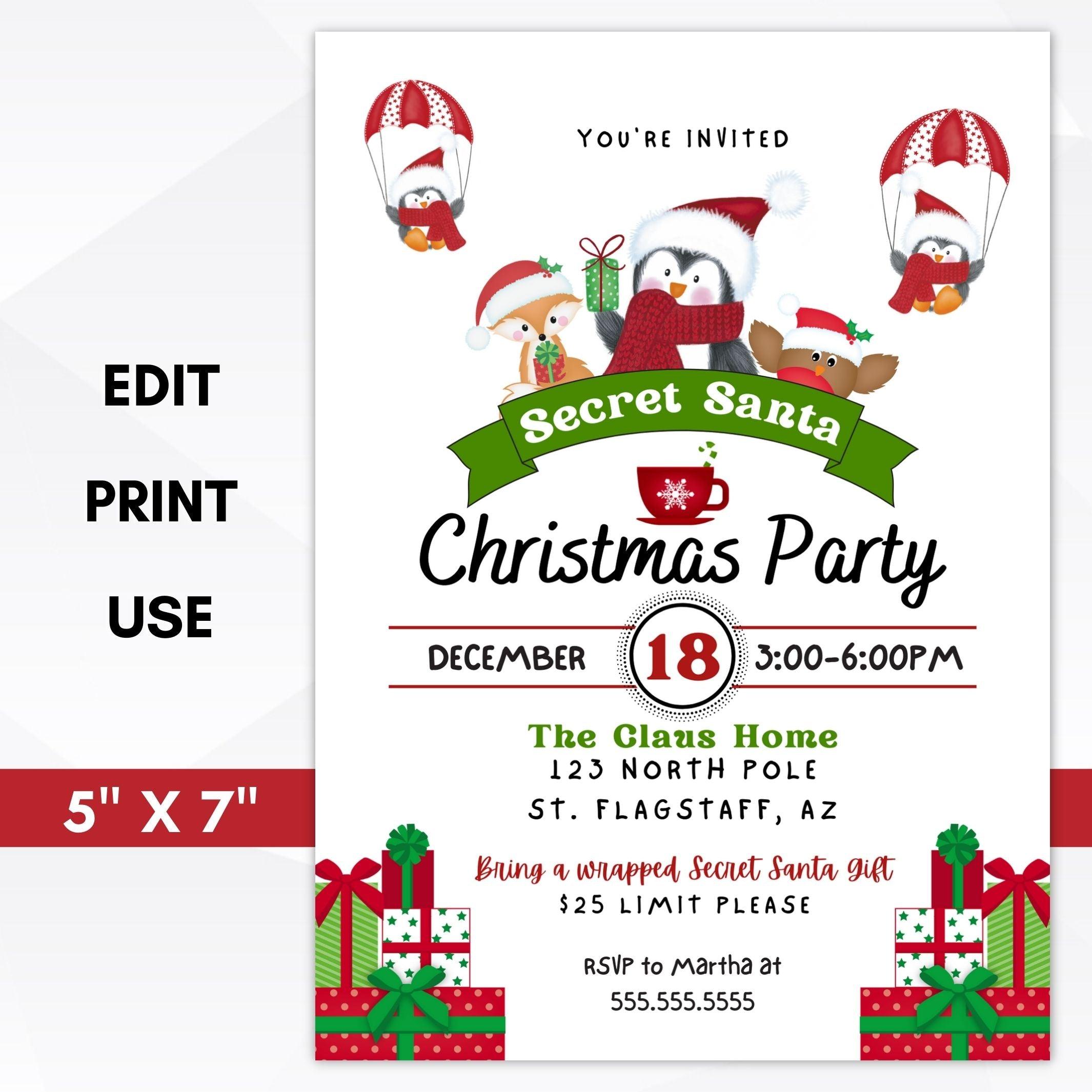 Kids Secret Santa Party Invite – Simple Desert Designs