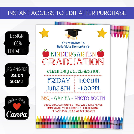 Kindergarten Graduation Ceremony Invite – Simple Desert Designs